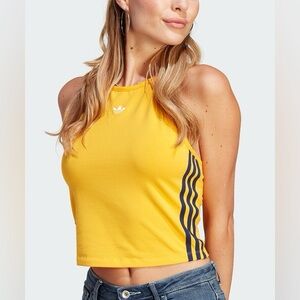 Adidas Originals Orange Halter-Neck Crop Tank Top